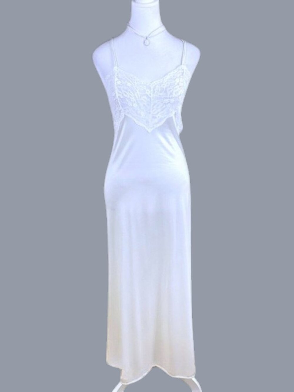 Vintage Maxi Slip Dress Ivory with Lace Val Mode (S/P)